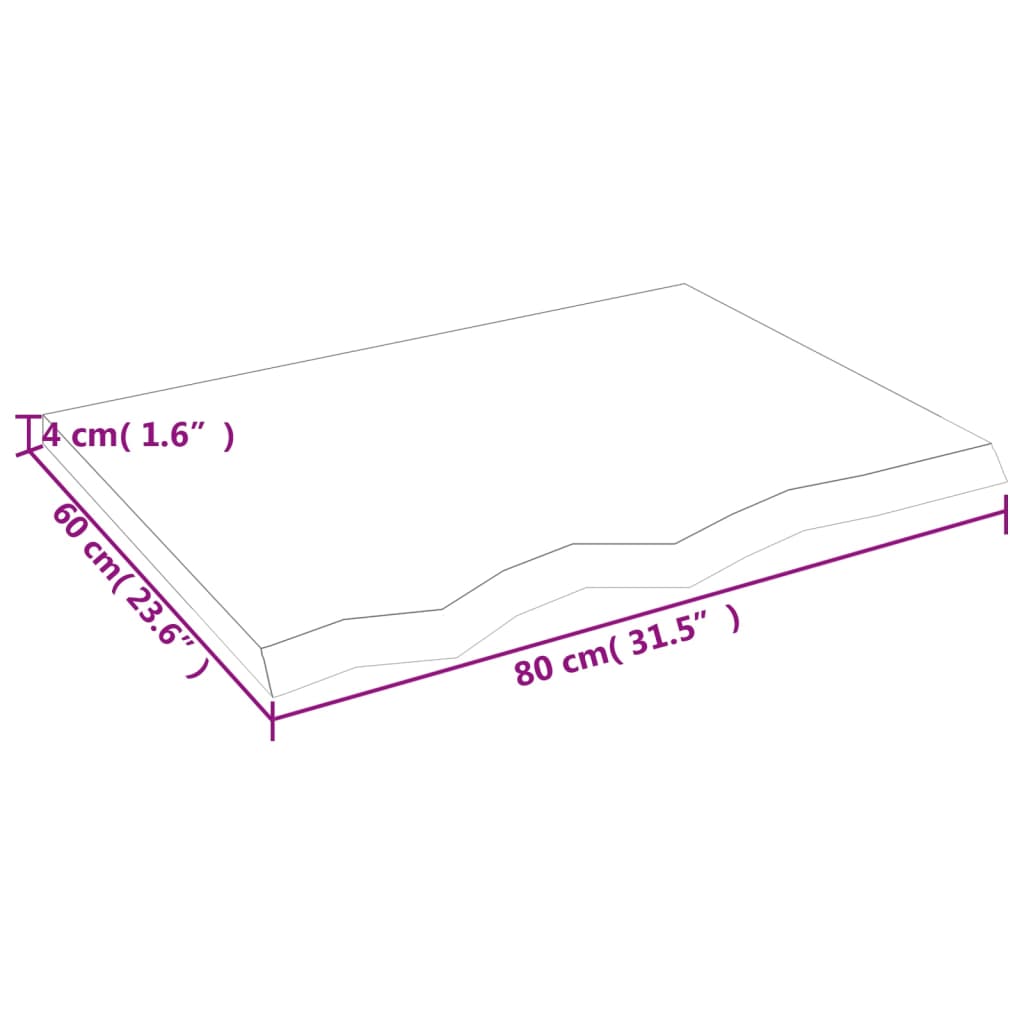 Επιφάνεια Τραπεζιού 80x60x(2-4) εκ Ακατέργαστο Μασίφ Ξύλο Δρυός