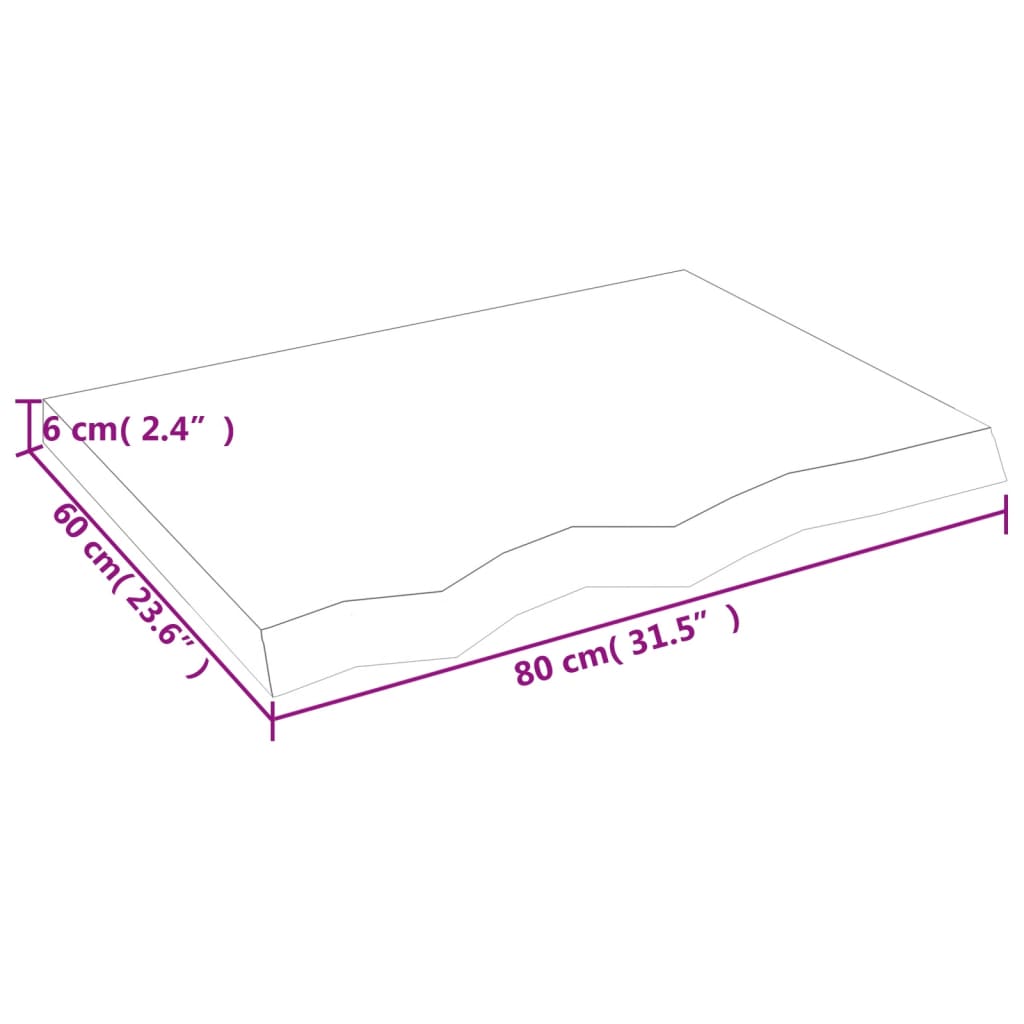 Επιφάνεια Τραπεζιού 80x60x(2-6) εκ Ακατέργαστο Μασίφ Ξύλο Δρυός - Pakobazaar