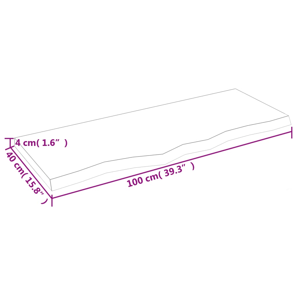 Επιφάνεια Τραπεζιού 100x40x(2-4)εκ Ακατέργαστο Μασίφ Ξύλο Δρυός