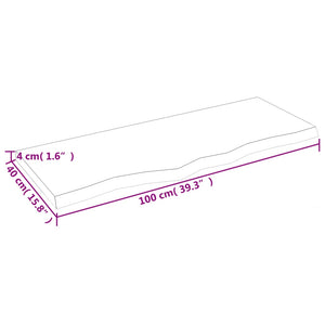 Επιφάνεια Τραπεζιού 100x40x(2-4)εκ Ακατέργαστο Μασίφ Ξύλο Δρυός
