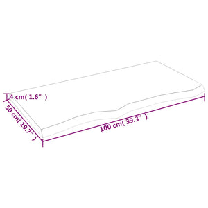 Επιφάνεια Τραπεζιού 100x50x(2-4)εκ Ακατέργαστο Μασίφ Ξύλο Δρυός