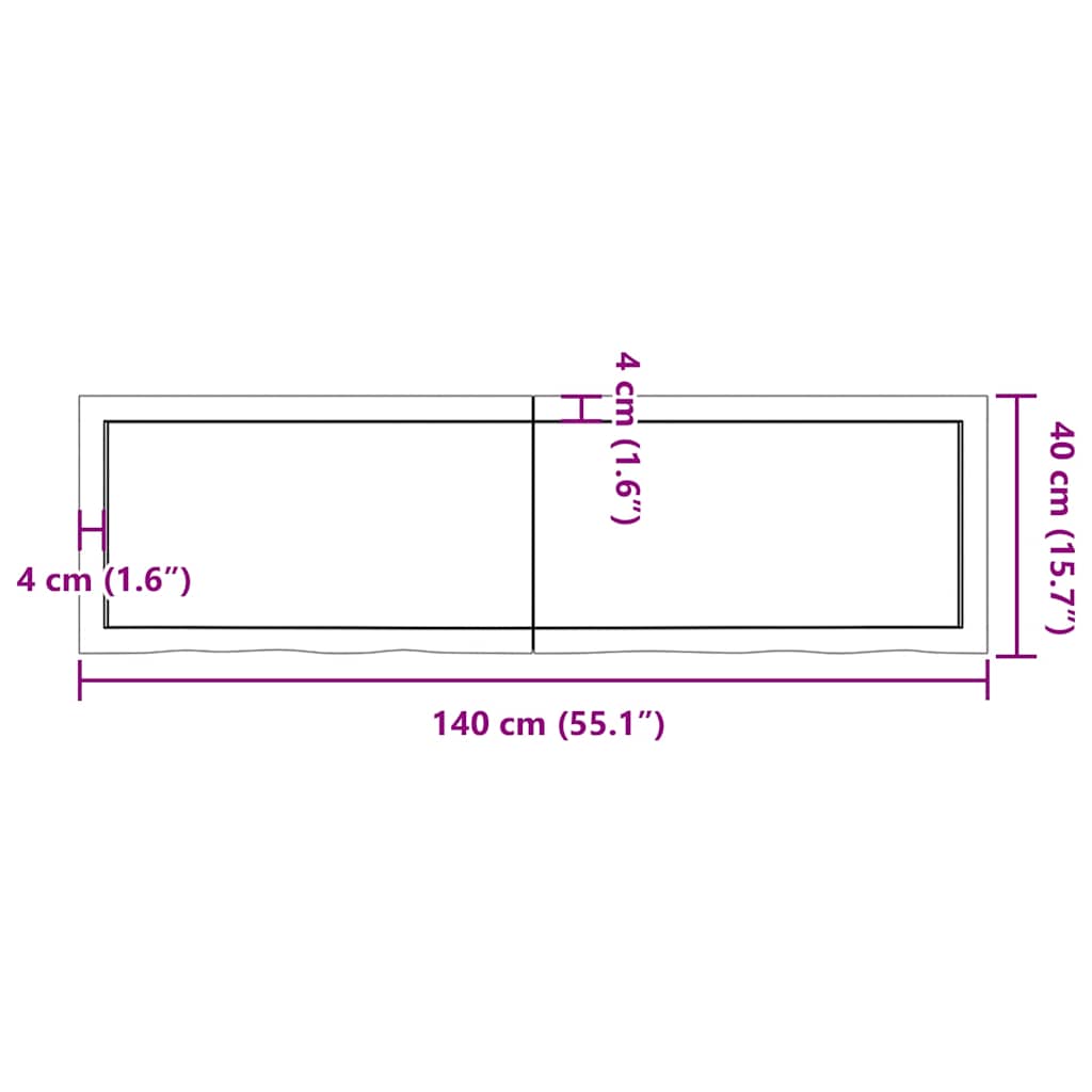 Επιφάνεια Τραπεζιού 140x40x(2-4)εκ Ακατέργαστο Μασίφ Ξύλο Δρυός
