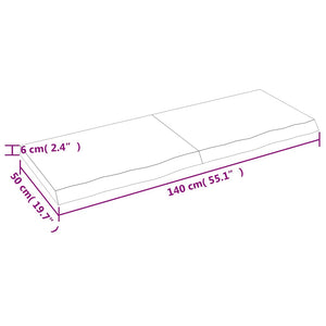 Επιφάνεια Τραπεζιού 140x50x(2-6)εκ Ακατέργαστο Μασίφ Ξύλο Δρυός