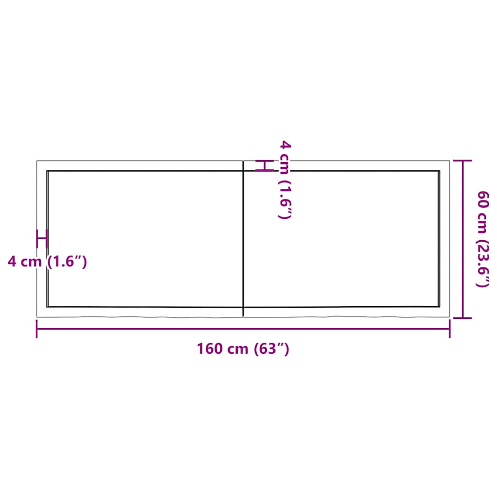 Επιφάνεια Τραπεζιού 160x60x(2-4)εκ Ακατέργαστο Μασίφ Ξύλο Δρυός