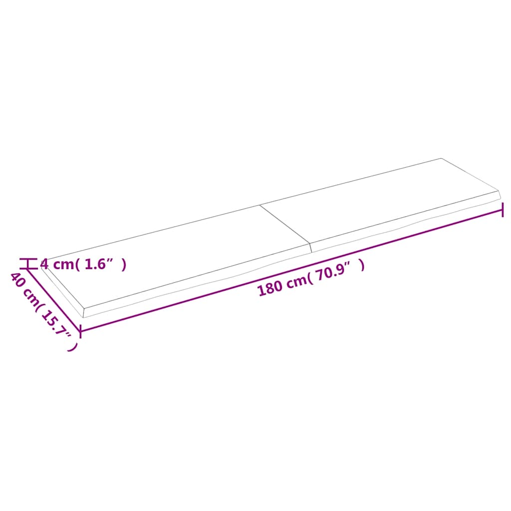 Επιφάνεια Τραπεζιού 180x40x(2-4)εκ Ακατέργαστο Μασίφ Ξύλο Δρυός - Pakobazaar