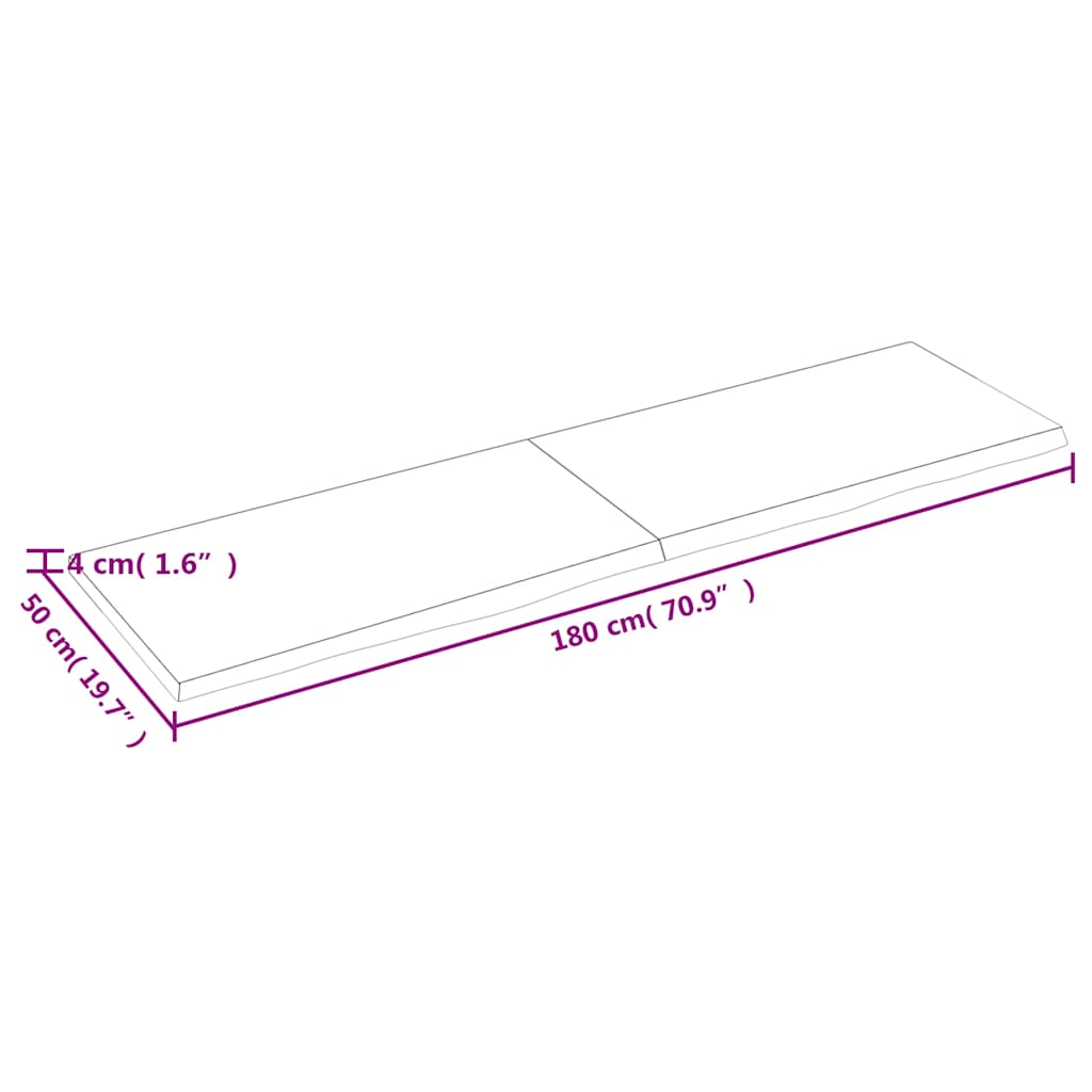 Επιφάνεια Τραπεζιού 180x50x(2-4)εκ Ακατέργαστο Μασίφ Ξύλο Δρυός - Pakobazaar