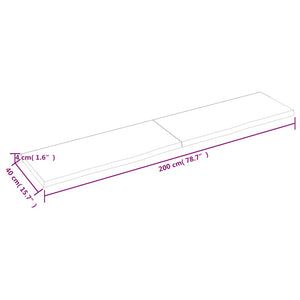 Επιφάνεια Τραπεζιού 200x40x(2-4) εκ Ακατέργ. Μασίφ Ξύλο Δρυός