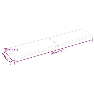 Επιφάνεια Τραπεζιού 200x40x(2-6) εκ Ακατέργ. Μασίφ Ξύλο Δρυός - Pakobazaar