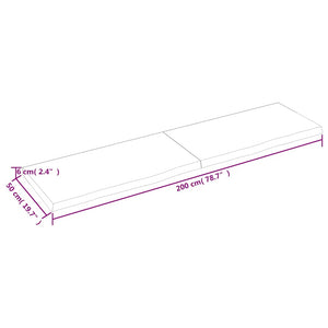Επιφάνεια Τραπεζιού 200x50x(2-6)εκ Ακατέργαστο Μασίφ Ξύλο Δρυός