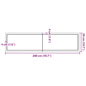 Επιφάνεια Τραπεζιού 200x50x(2-6)εκ Ακατέργαστο Μασίφ Ξύλο Δρυός
