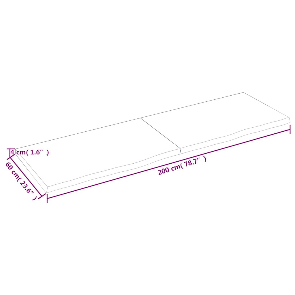 Επιφάνεια Τραπεζιού 200x60x(2-4)εκ Ακατέργαστο Μασίφ Ξύλο Δρυός