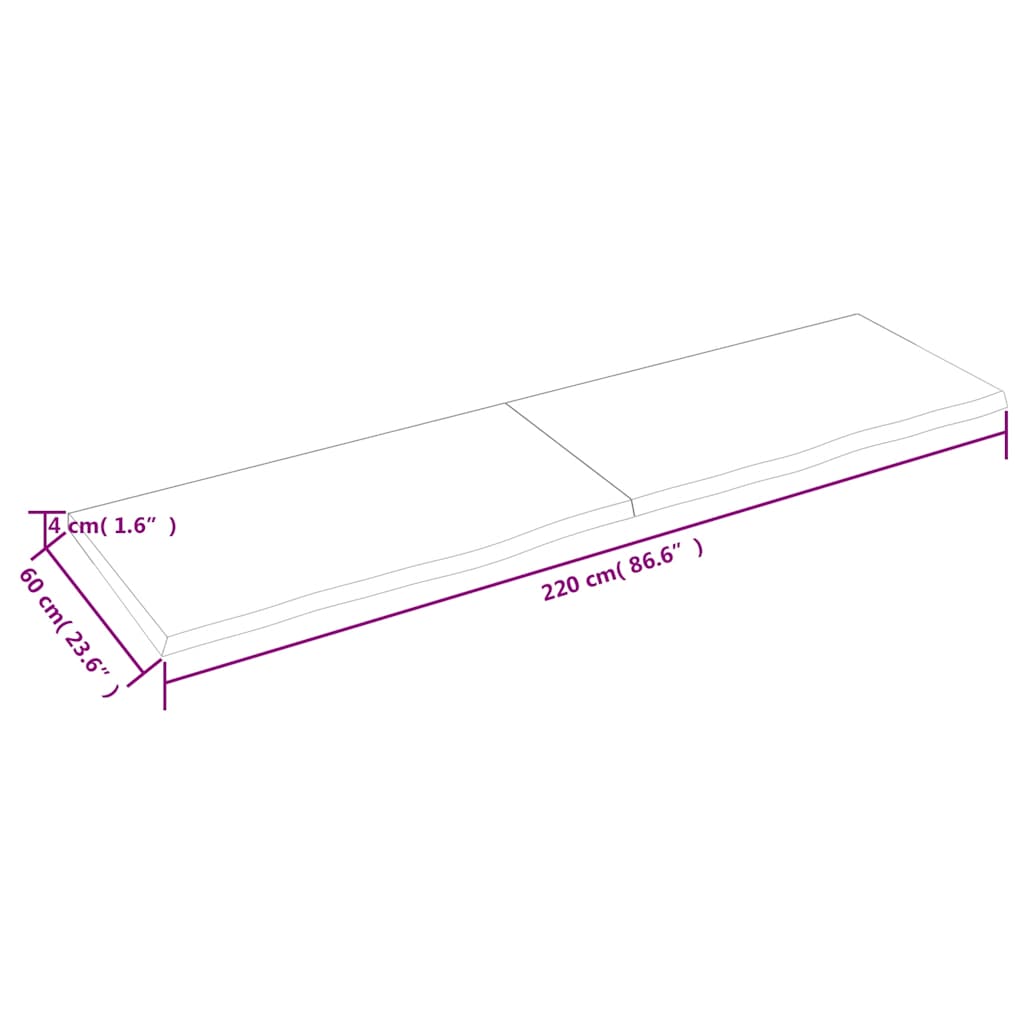 Επιφάνεια Τραπεζιού 220x60x(2-4)εκ Ακατέργαστο Μασίφ Ξύλο Δρυός - Pakobazaar
