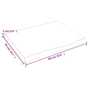 Επιφάνεια Τραπεζιού Αν. Καφέ 60x50x2 εκ. Επεξ. Μασίφ Ξύλο Δρυός