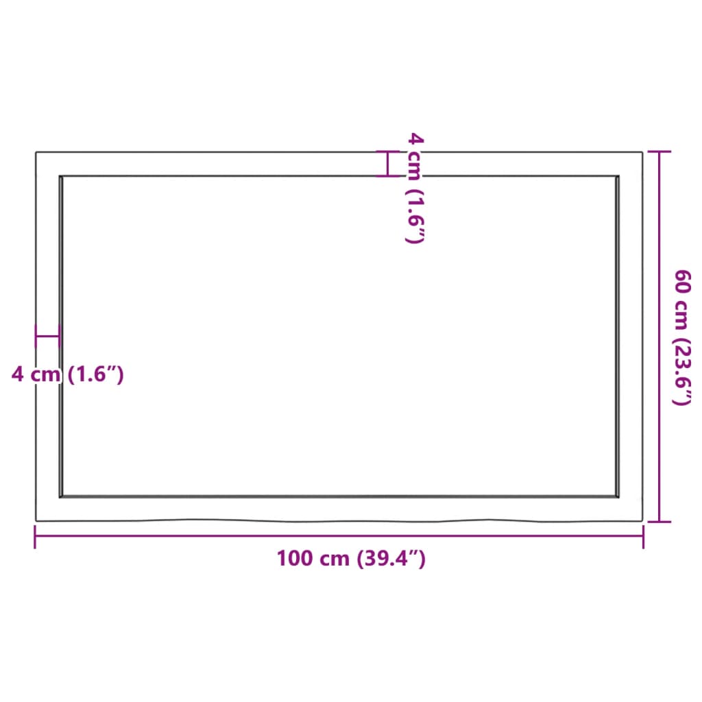 Επιφ Τραπεζιού Αν Καφέ 100x60x(2-4)εκ. Επεξ. Μασίφ Ξύλο Δρυός