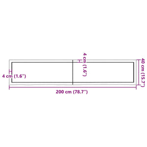 Επιφ Τραπεζιού Αν Καφέ 200x40x(2-6)εκ. Επεξ. Μασίφ Ξύλο Δρυός