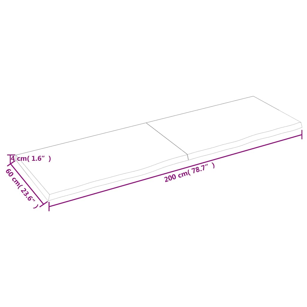 Επιφ Τραπεζιού Αν Καφέ 200x60x(2-4)εκ. Επεξ. Μασίφ Ξύλο Δρυός