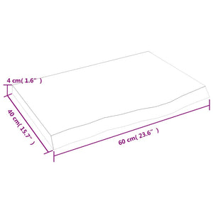 Επιφάνεια Τραπεζιού Σκούρο Καφέ 60x40x(2-4)εκ Επεξ. Μασίφ Δρυς