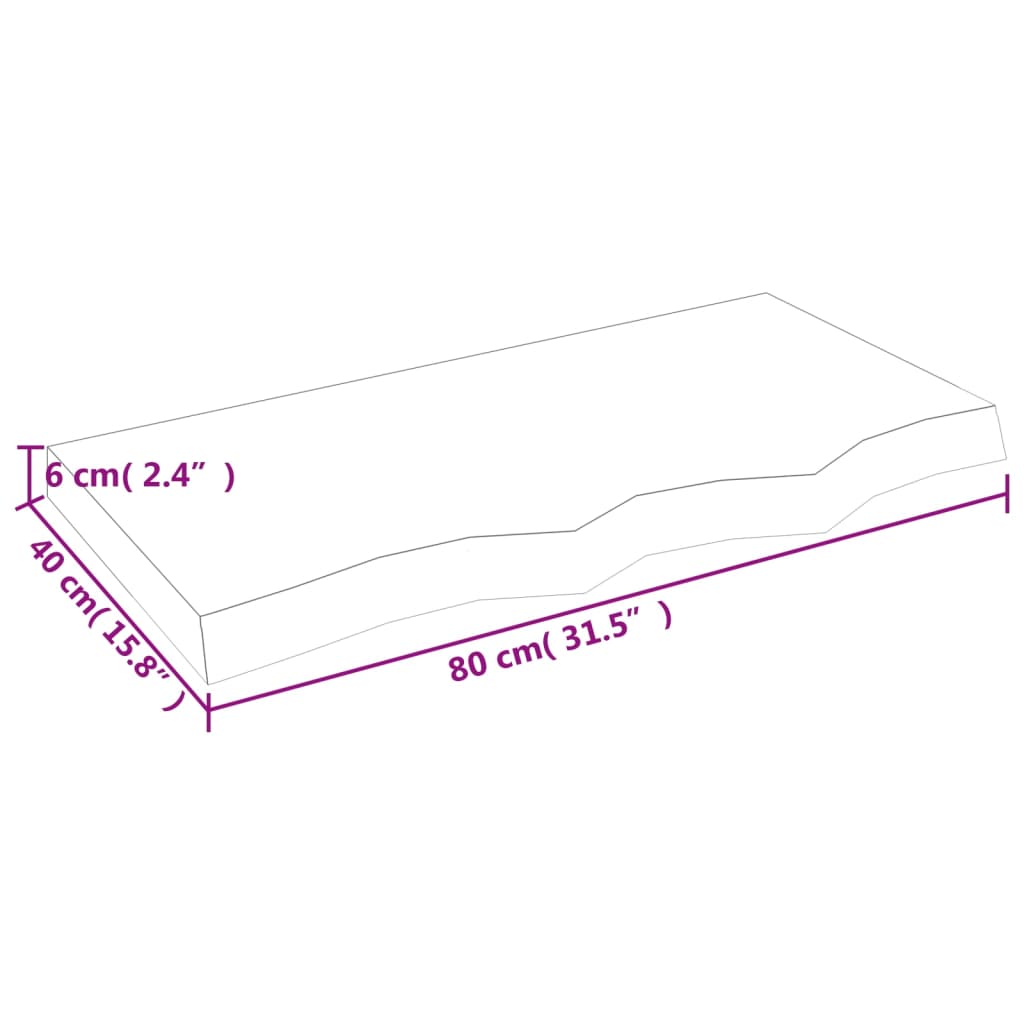 Επιφάνεια Τραπεζιού Σκούρο Καφέ 80x40x(2-6) εκ Επεξ. Μασίφ Δρυς
