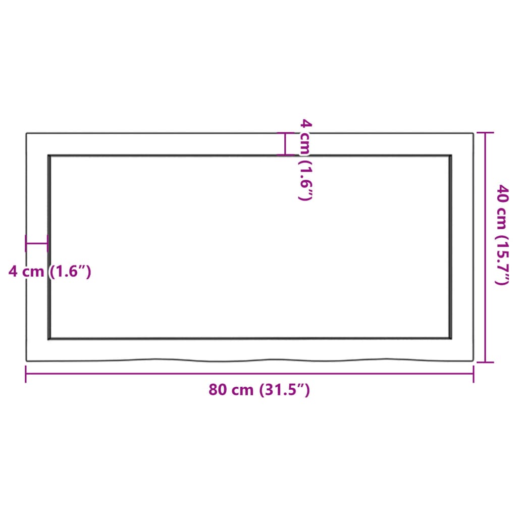 Επιφάνεια Τραπεζιού Σκούρο Καφέ 80x40x(2-6) εκ Επεξ. Μασίφ Δρυς