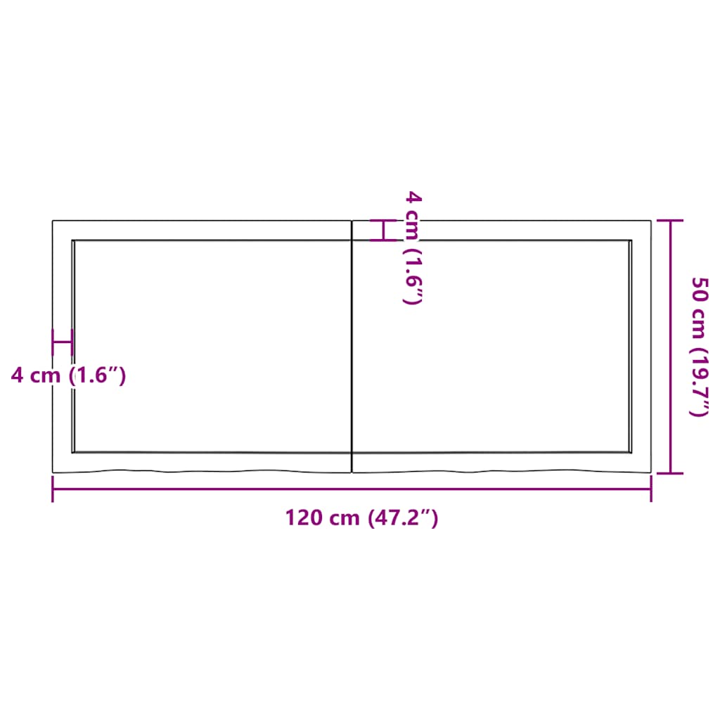 Επιφάνεια Τραπεζιού Σκούρο Καφέ 120x50x(2-4)εκ Επεξ. Μασίφ Δρυς