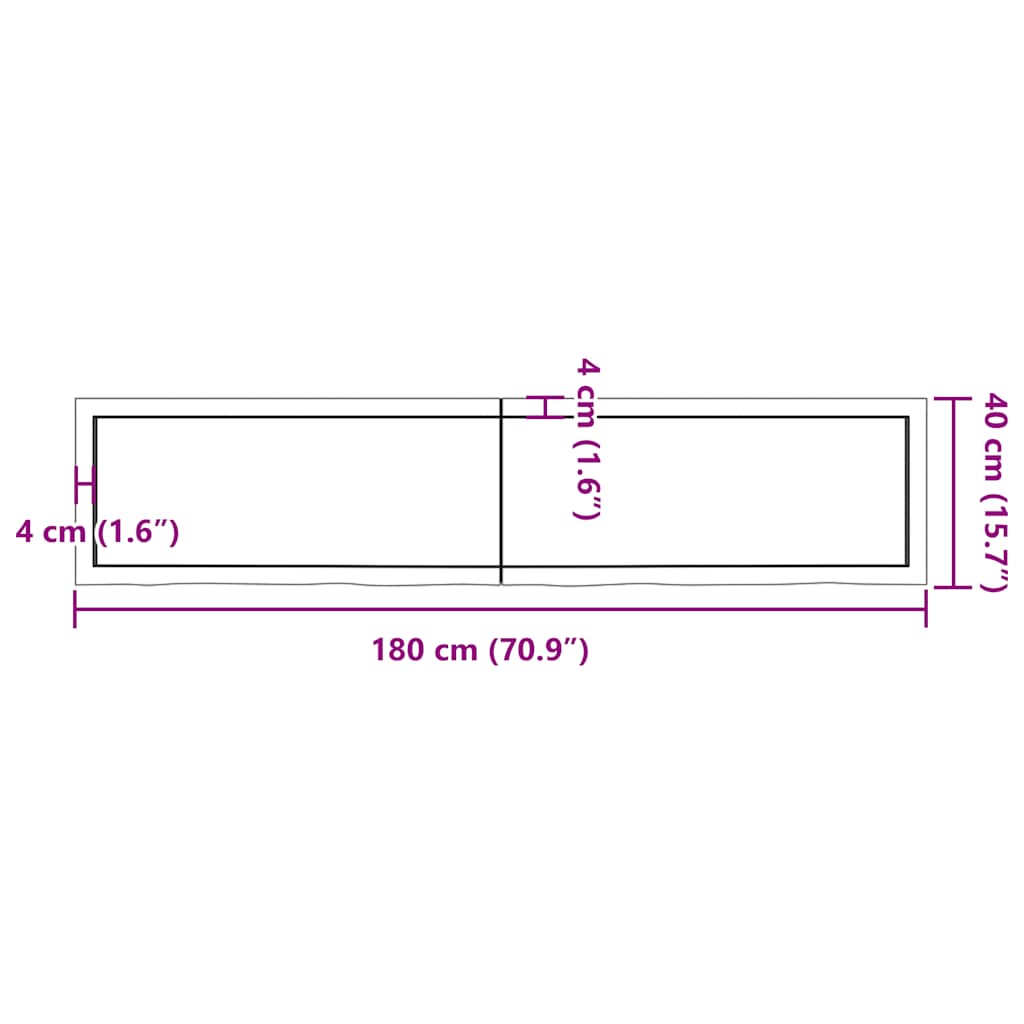 Επιφάνεια Τραπεζιού Σκούρο Καφέ 180x40x(2-4)εκ Επεξ. Μασίφ Δρυς