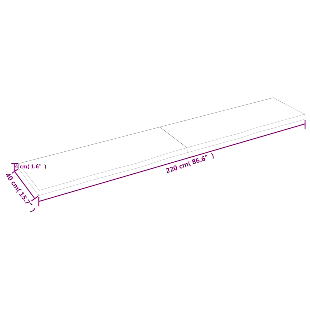 Επιφάνεια Τραπεζιού Σκούρο Καφέ 220x40x(2-4)εκ Επεξ. Μασίφ Δρυς