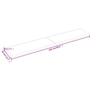 Επιφάνεια Τραπεζιού Σκούρο Καφέ 220x40x(2-4)εκ Επεξ. Μασίφ Δρυς