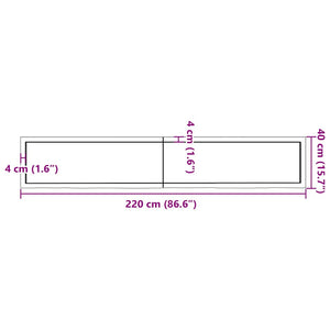 Επιφάνεια Τραπεζιού Σκούρο Καφέ 220x40x(2-4)εκ Επεξ. Μασίφ Δρυς