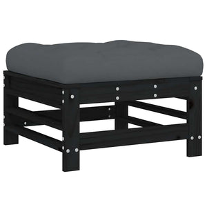 Σαλόνι Κήπου Σετ 6 Τεμαχίων Μαύρο από Μασίφ Ξύλο με Μαξιλάρια