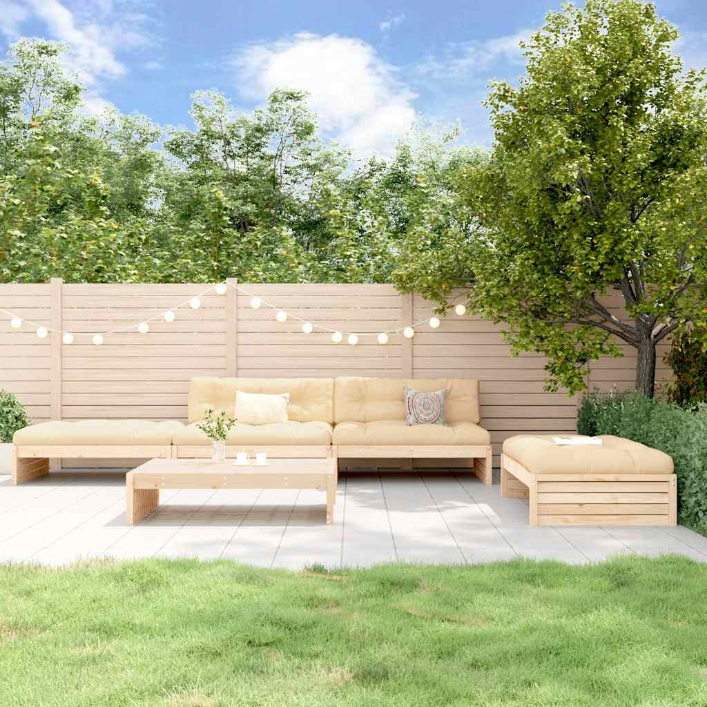 Σαλόνι Κήπου Σετ 5 Τεμαχίων από Μασίφ Ξύλο με Μαξιλάρια