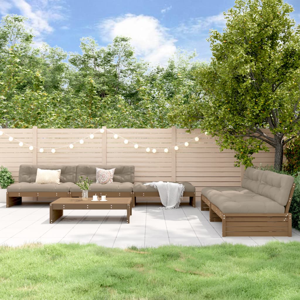 Σετ Σαλονιού Κήπου 6 Τεμαχίων Μελί από Μασίφ Ξύλο με Μαξιλάρια - Pakobazaar