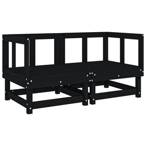Σαλόνι Κήπου Σετ 11 Τεμαχίων Μαύρο από Μασίφ Ξύλο Πεύκου - Pakobazaar