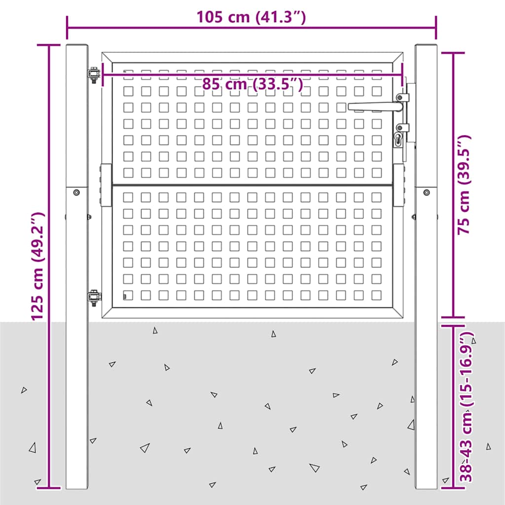 Πόρτα Κήπου Ανθρακί 100x75 εκ. Ατσάλι - PAKOBAZAAR