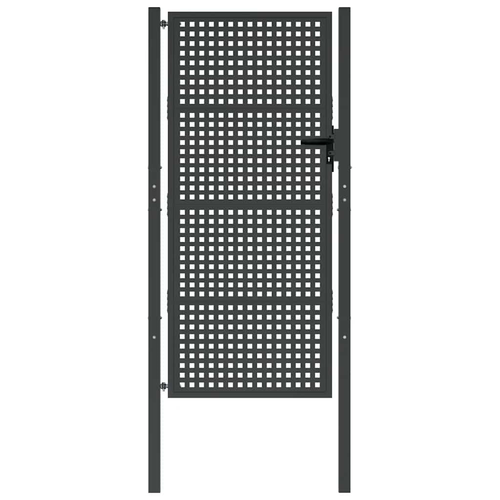 Πόρτα Κήπου Ανθρακί 100x200 εκ. Ατσάλι - PAKOBAZAAR