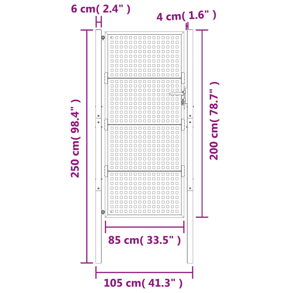 Πόρτα Κήπου Ανθρακί 100x200 εκ. Ατσάλι - PAKOBAZAAR