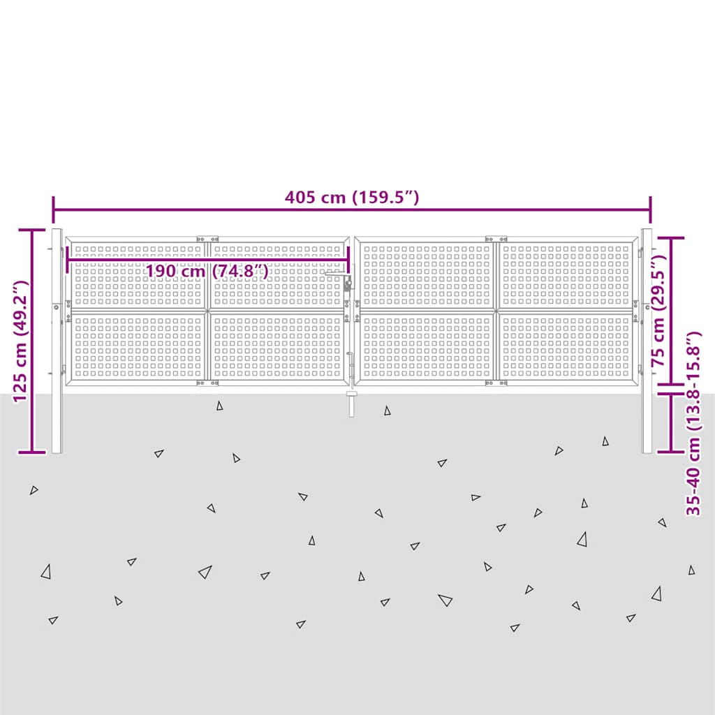 Πόρτα Κήπου Ανθρακί 400x125 εκ. Ατσάλι - Pakobazaar