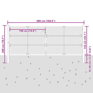 Πόρτα Κήπου Ανθρακί 400x150 εκ. Ατσάλι - PAKOBAZAAR