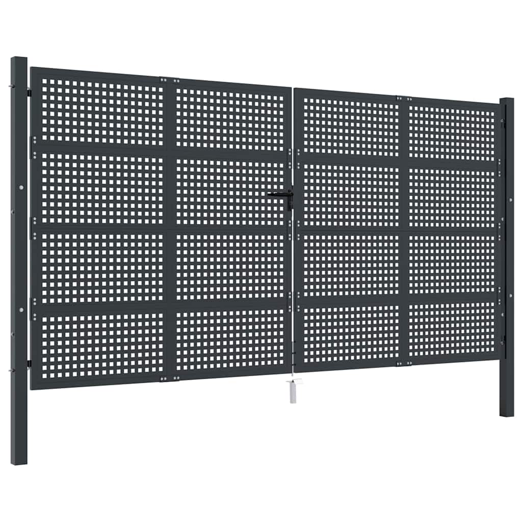 Πόρτα Κήπου Ανθρακί 400x200 εκ. Ατσάλι - Pakobazaar