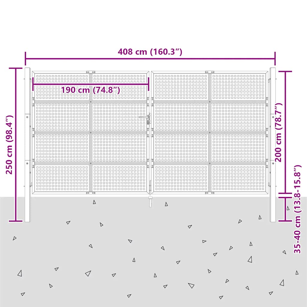 Πόρτα Κήπου Ανθρακί 400x200 εκ. Ατσάλι - Pakobazaar