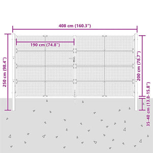 Πόρτα Κήπου Ανθρακί 400x200 εκ. Ατσάλι - Pakobazaar