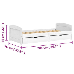 Καναπές Κρεβάτι 2 Συρτ. IRUN Λευκός 90x200εκ. Μασίφ Ξύλο Πεύκου - Pakobazaar