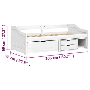 Καναπές Κρεβάτι 3 Συρτ. IRUN Λευκός 90x200εκ. Μασίφ Ξύλο Πεύκου - Pakobazaar