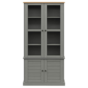 Βιτρίνα VIGO Γκρι 85 x 35 x 170 εκ. από Μασίφ Ξύλο Πεύκου - Pakobazaar