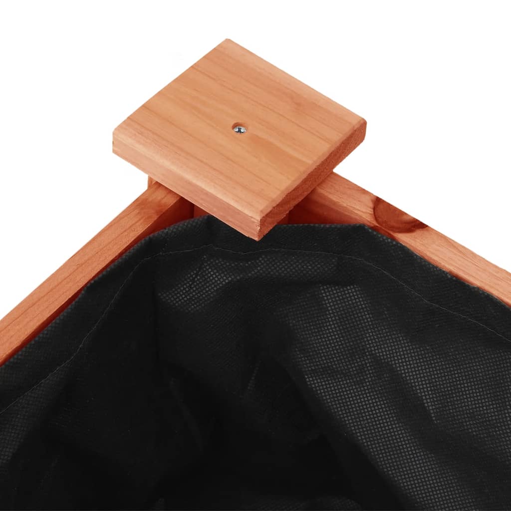 Γλάστρα με Ρόδες & Επένδυση Καφέ 71x37x80 εκ. Μασίφ Ξύλο Ελάτης