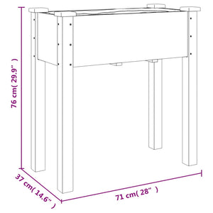 Γλάστρα με Ρόδες & Επένδυση Καφέ 71x37x80 εκ. Μασίφ Ξύλο Ελάτης