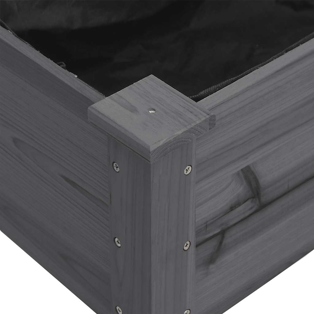 Γλάστρα με Ρόδες & Επένδυση Γκρι 71x37x80 εκ Μασίφ Ξύλο Ελάτης