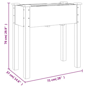 Γλάστρα με Ρόδες & Επένδυση Γκρι 71x37x80 εκ Μασίφ Ξύλο Ελάτης