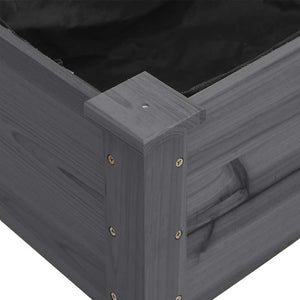 Γλάστρα με Ρόδες & Επένδυση Γκρι 118x59x80 εκ Μασίφ Ξύλο Ελάτης