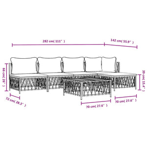 Σαλόνι Κήπου Σετ 6 τεμ. Ανθρακί από Ατσάλι με Μαξιλάρια