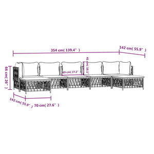 Σαλόνι Κήπου Σετ 7 τεμ. Λευκό από Ατσάλι με Μαξιλάρια